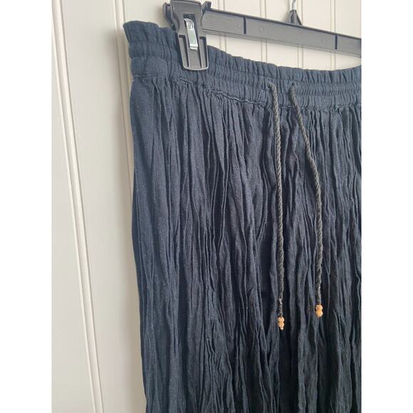 Hunt Club Madi Skirt Women's M Navy Cotton/Flax Crinkle Vintage Western Boho - Picture 2 of 4